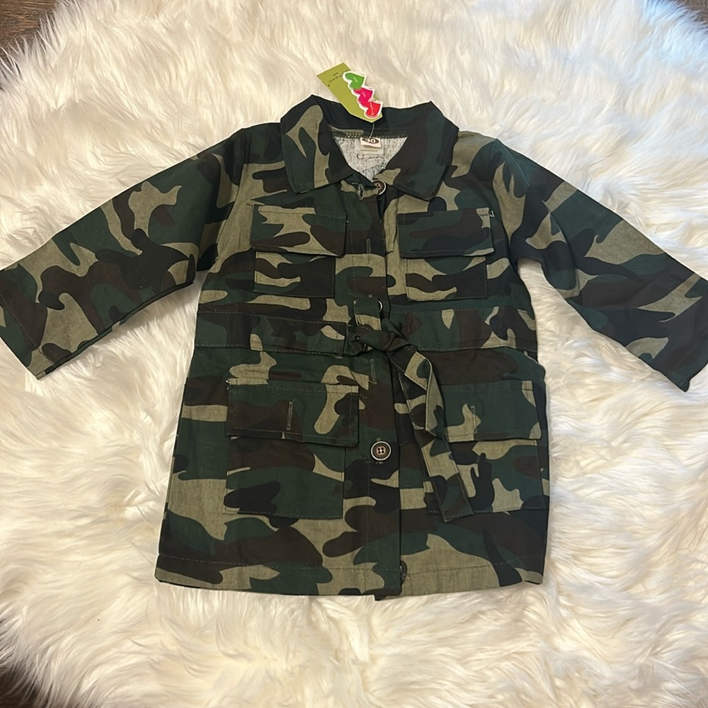 Toddler Girls Denim Camouflage Jacket dress size 100 (toddler 3-4)